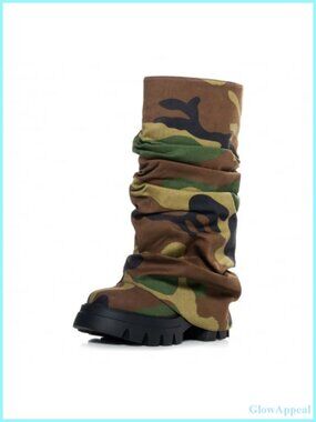 Faux Suede Slouchy Fold Over Mid Calf Platform Combat Boots